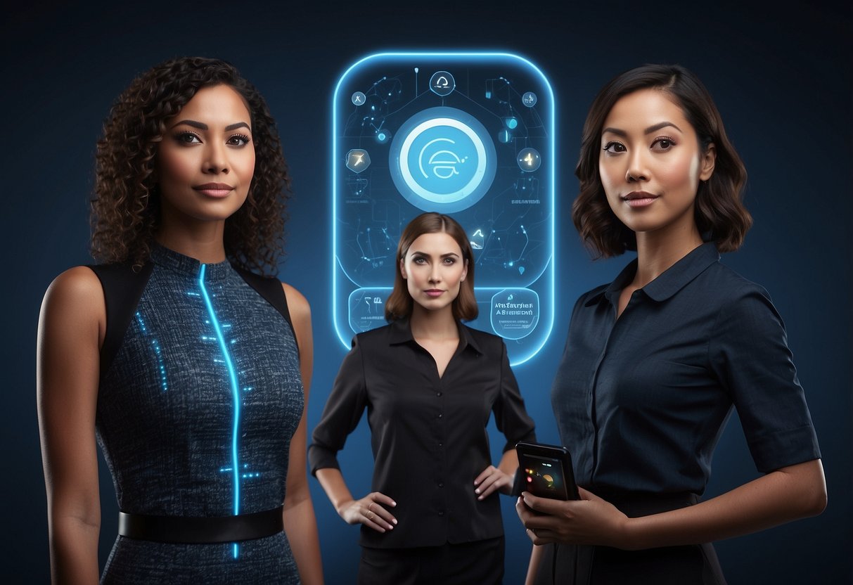 Three AI assistants stand side by side, each with their own unique design and interface. They are labeled as Alexa, Google Assistant, and Siri, representing the history and development of AI technology