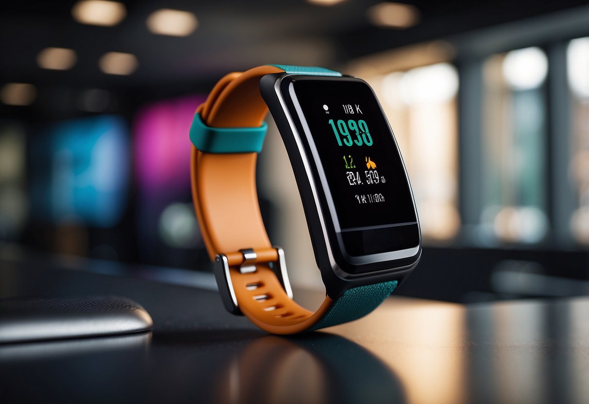 A sleek fitness tracker with a vibrant display and adjustable bands, capturing the essence of modern technology and comfort for active individuals